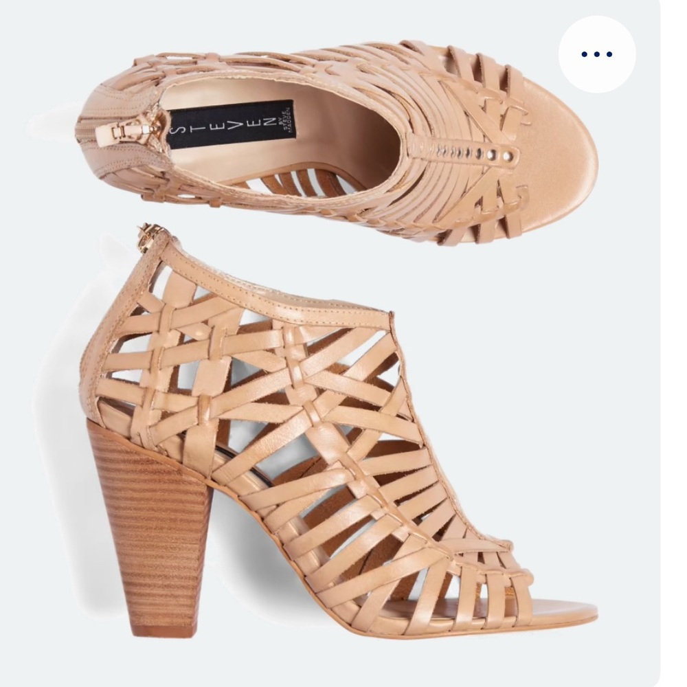 Steven by Steve Madden Milana leather, strappy booties with block heels